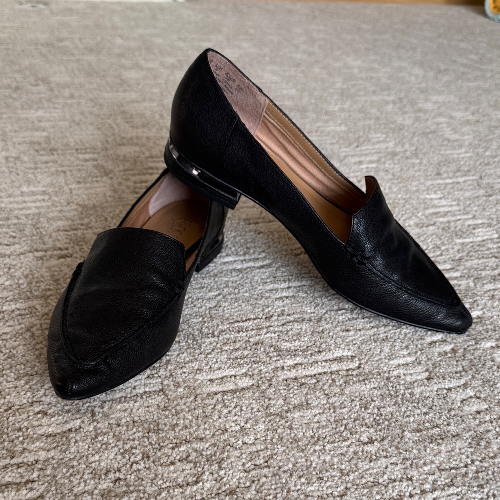 Franco Sarto Black Pointed-Toe Slip-On Loafers